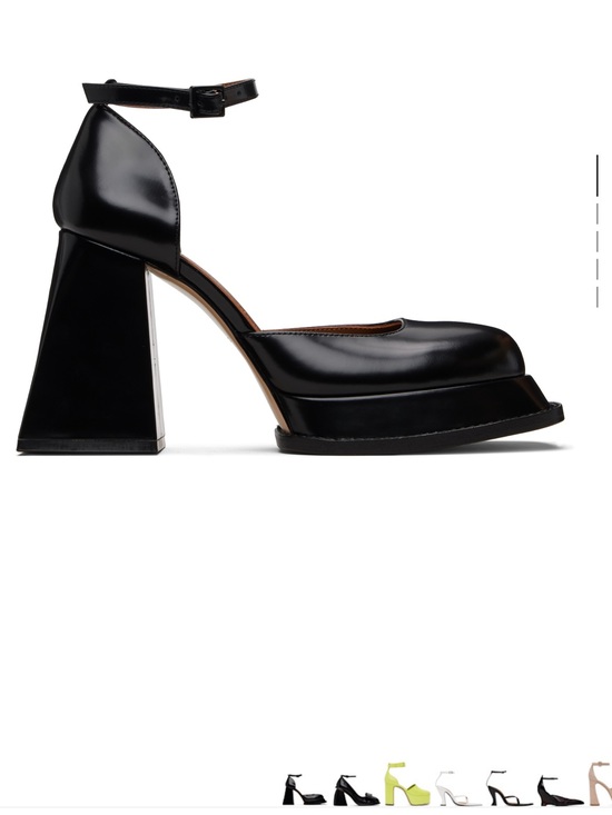 Shushu/Tong Shoes - Glossy Black Platform Ankle-Strap Block Heel